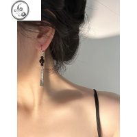 JiMiTome/ 五彩斑斓黑新中式黑蝶贝石耳环清冷水墨感耳扣无耳洞