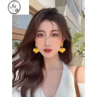 JiMi玫红色耳饰耳环立体桃心个性耳坠甜美夸张显脸瘦少女玫粉色爱心