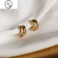 JiMi金属感耳夹蚊香盘耳环高级感简约气质欧美风耳圈圆环无耳洞女无痛