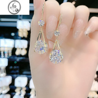 JiMi高级感时尚超闪锆石水滴耳环2022新款潮气质百搭方脸修饰脸型耳饰