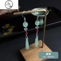 JiMi中式古风青荷吊坠耳环女款文艺气质小众设计百搭旗袍配饰