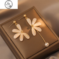 JiMi仙气花朵耳环女长款气质森系雏菊不对称耳饰蚊香盘无耳洞耳夹女