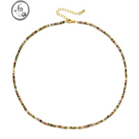 JiMi 轻奢小众设计高级彩色碧玺半宝石珠串做旧镀金项链