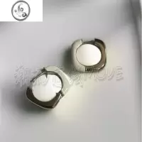 JiMi[豆豆推荐]金属白色珐琅拼接银色简约耳环设计师高级百搭