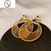 JiMi欧美夸张复古高级感金属耳环大耳饰金轻奢质感银银针气质耳坠