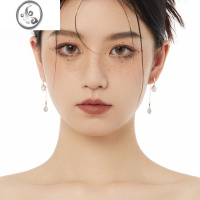 JiMi荒诞日 小众设计文艺复古气质ins珍珠水滴链条耳环