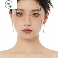 JiMi荒诞日 小众设计文艺复古气质ins珍珠水滴链条耳环