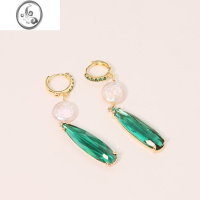 JiMi巴洛克珍珠耳环女水滴祖母绿耳饰复古港风气质轻奢耳坠高级感