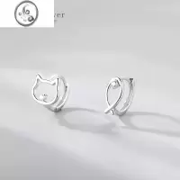 JiMiS925银银猫咪时尚网红女小众设计感高级耳环2023新款耳扣