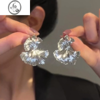 JiMi银杏叶耳环女小众设计高级感轻奢耳饰2023年新款潮气质冷淡风