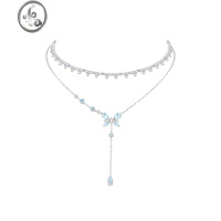 JiMiZEGL设计师薄荷梦蝶蝴蝶流苏项链女生款轻奢小众设计感锁骨链