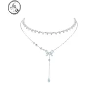 JiMiZEGL设计师薄荷梦蝶蝴蝶流苏项链女生款轻奢小众设计感锁骨链