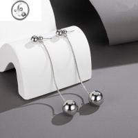 JiMi[]冰珠耳环 欧美风时髦气质圆珠流苏蛇骨链条耳针耳夹