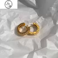 JiMiB家金色字母圆圈耳环女小众设计感轻奢高级欧美ins耳圈男耳扣耳饰