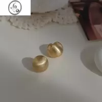 JiMi迷度好质感时髦拉丝耳扣清冷立体圆球金属耳环简约女高级吸睛ins