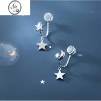 JiMi星星不对称银银无痛耳夹无耳洞女简约高级感小众轻奢学生耳环耳饰