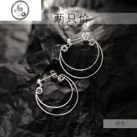 JiMi[]925银银复古双层耳圈2023年新款潮小众设计夏耳环耳扣女