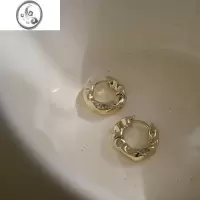 JiMi迷度小众设计肌理耳圈酷耳扣素圈耳环女简约时尚冷淡风精致百搭