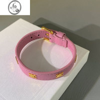 JiMi凯旋门粉色手镯女皮质手环轻奢小众精致高级感手圈手链镯子皮带