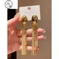JiMi高级感轻奢气质长款流苏耳坠女复古金色金属冷淡风夸张大耳环