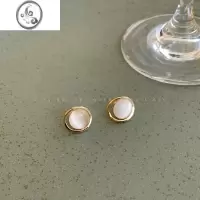 JiMi复古港风圆形猫眼石耳钉女轻奢高级感简约气质耳饰小众设计感耳环