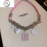 JiMi圆牌爱心方形圆环皮革项链辣妹甜酷风时尚锁骨链气质小众颈链