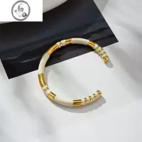 JiMi开口撞色珐琅手镯女秋冬欧美时尚轻奢小众精致高级感滴釉手环饰品