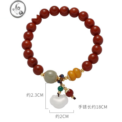 JiMi民族风手链玛瑙石配饰小众设计时尚优雅手饰高级气质闺蜜礼物手串