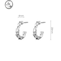 JiMi素圈耳钉女银银麻花耳环2023年新款耳饰小众设计感高级耳圈