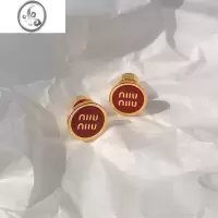 JiMiM家字母圆形红色珐琅耳环女小众设计感高级欧美轻奢气质耳钉耳饰