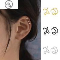JiMi双层耳环小众无耳洞女新款大气线条交叉耳夹2022时尚简约秋冬耳饰
