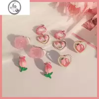 JiMi粉色甜美爱心耳夹无耳洞夏天小清新耳环女网红玫瑰小众设计感耳饰