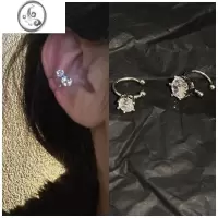 JiMi超闪锆石水钻耳夹无耳洞耳骨夹ins小众设计感时尚简约不过时耳饰