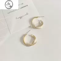JiMi七里云图白 复古高级感耳圈珠光白流沙小众设计百搭大气圆形耳环