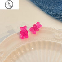 JiMi彩色泫雅风软糖小熊耳夹无耳洞少女可爱耳环2023年新款潮耳饰夏季