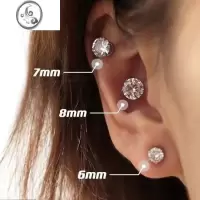 JiMi超闪锆石闪钻磁吸耳夹女无耳洞耳骨夹耳钉耳蜗钉耳环百搭耳饰