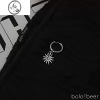 JiMibolo欧美风朋克小众设计旋转太阳ins钢制男女耳圈耳环无耳洞耳夹