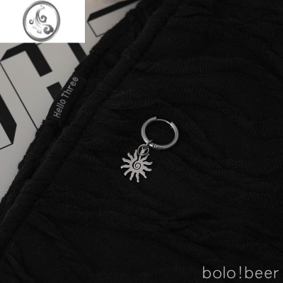 JiMibolo欧美风朋克小众设计旋转太阳ins钢制男女耳圈耳环无耳洞耳夹