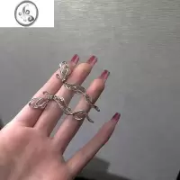 JiMi金属灵动丝带蝴蝶结925银针耳环女银色高级感甜酷黑暗风耳钉耳夹