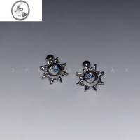 JiMi小众设计高级感素圈锆石耳圈耳扣冷淡风叠戴太阳花耳骨钉耳环女