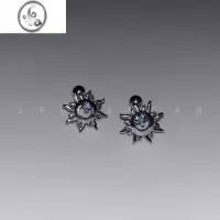 JiMi小众设计高级感素圈锆石耳圈耳扣冷淡风叠戴太阳花耳骨钉耳环女