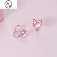 JiMi猫咪硅胶无痛耳夹无耳洞女银银高级感新款玫瑰金无洞耳环耳饰礼物