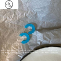 JiMi冰透蓝绿色果冻街头风耳钉c型亚克力圈圈耳环耳夹