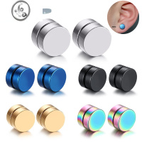 JiMi旅悦 欧美时尚街头潮流电镀钛钢磁铁耳夹无耳洞耳钉耳环饰品男女