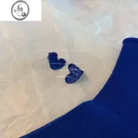 JiMikkkkiwi 丨克莱因蓝洋气爱心银色韩国ins小众高级感无耳洞耳夹