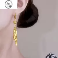 JiMi长款麦穗流苏耳环女轻奢高级感耳扣精致网红同款小众百搭耳饰品