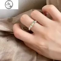 JiMiins博主同款925银银简约小众碎银子戒指女水晶珍珠食指弹力绳指环