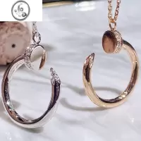 JiMi新款无钻满钻钉子项链镀真金锁骨链玫瑰金ins小众设计简约吊坠