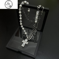 JiMi项链女ins小众设计感 钛钢不掉色 嘻哈爱心珍珠高级锁骨链