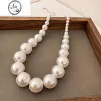 JiMi复古巴洛克渐变大小珍珠锁骨链欧美ins简约夸张气质时尚高级项链